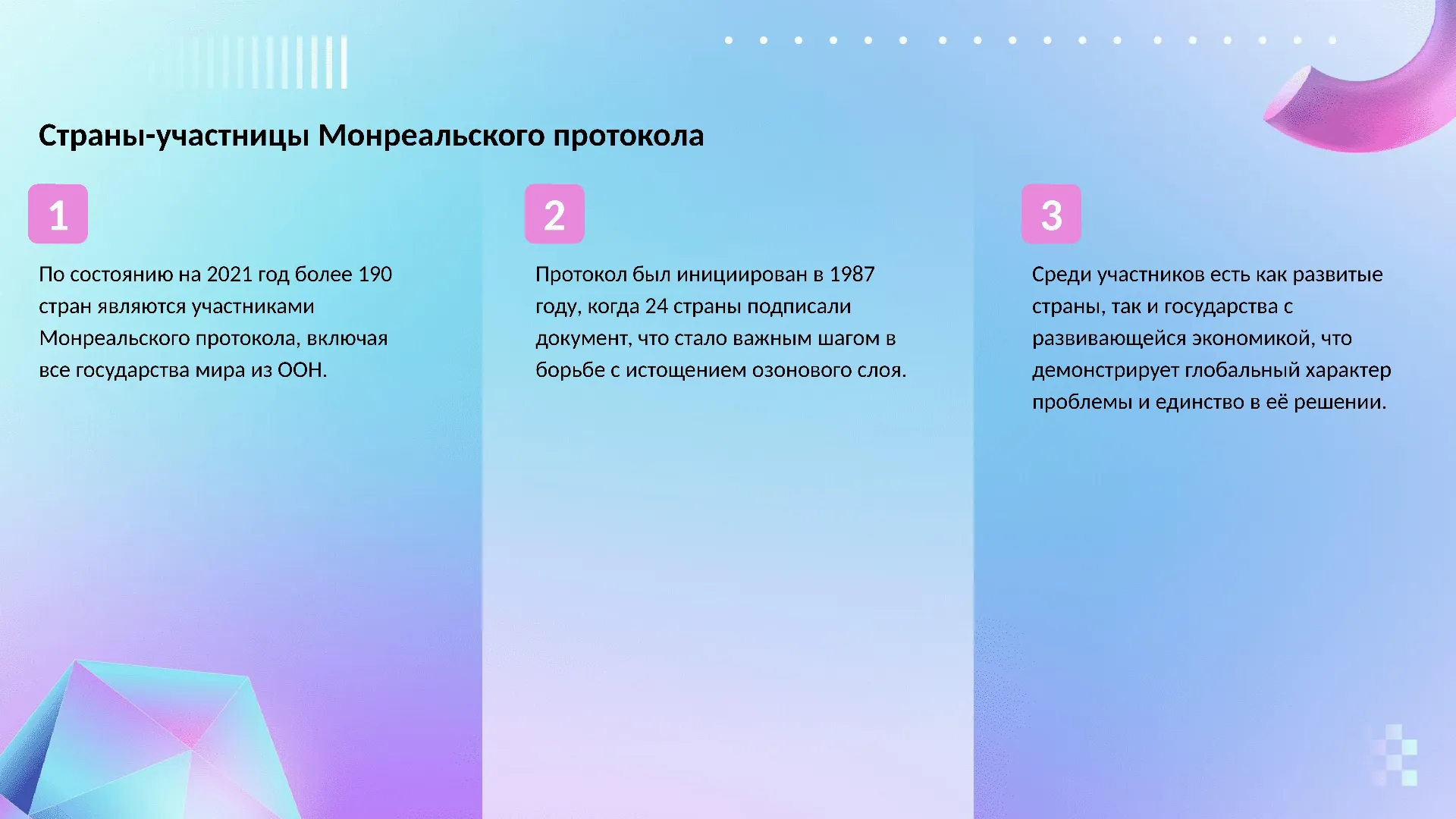 Страны-участницы Монреальского протокола - слайд для презентации на тему 