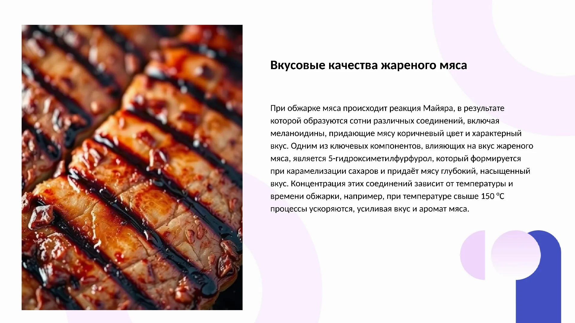 Вкусовые качества жареного мяса - слайд для презентации на тему 