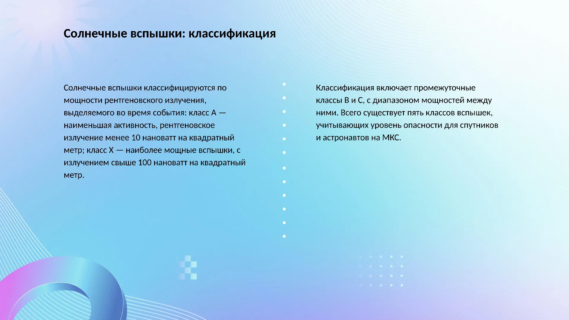 Солнечные вспышки: классификация - слайд для презентации на тему 