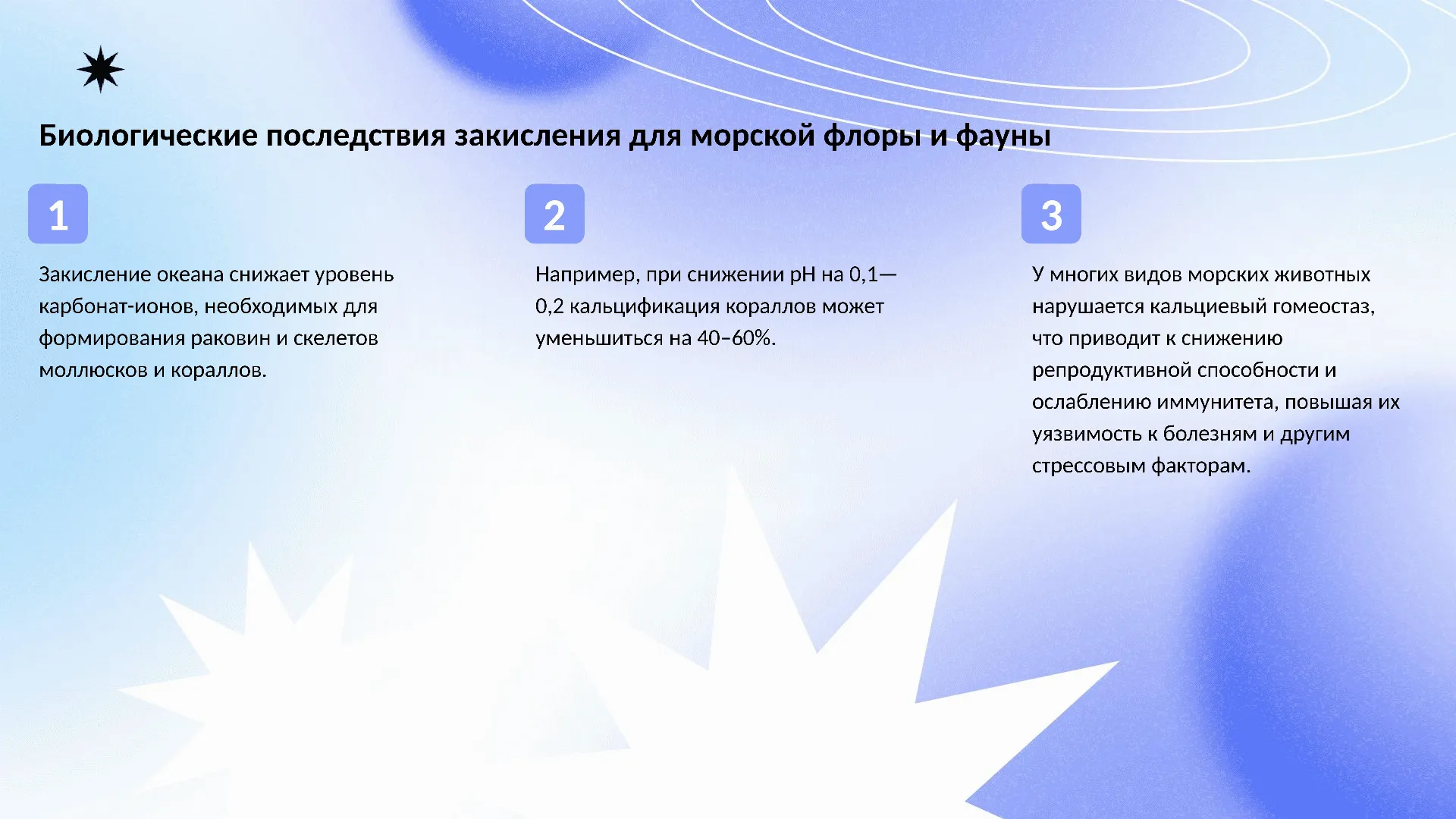 Биологические последствия закисления для морской флоры и фауны - слайд для презентации на тему 