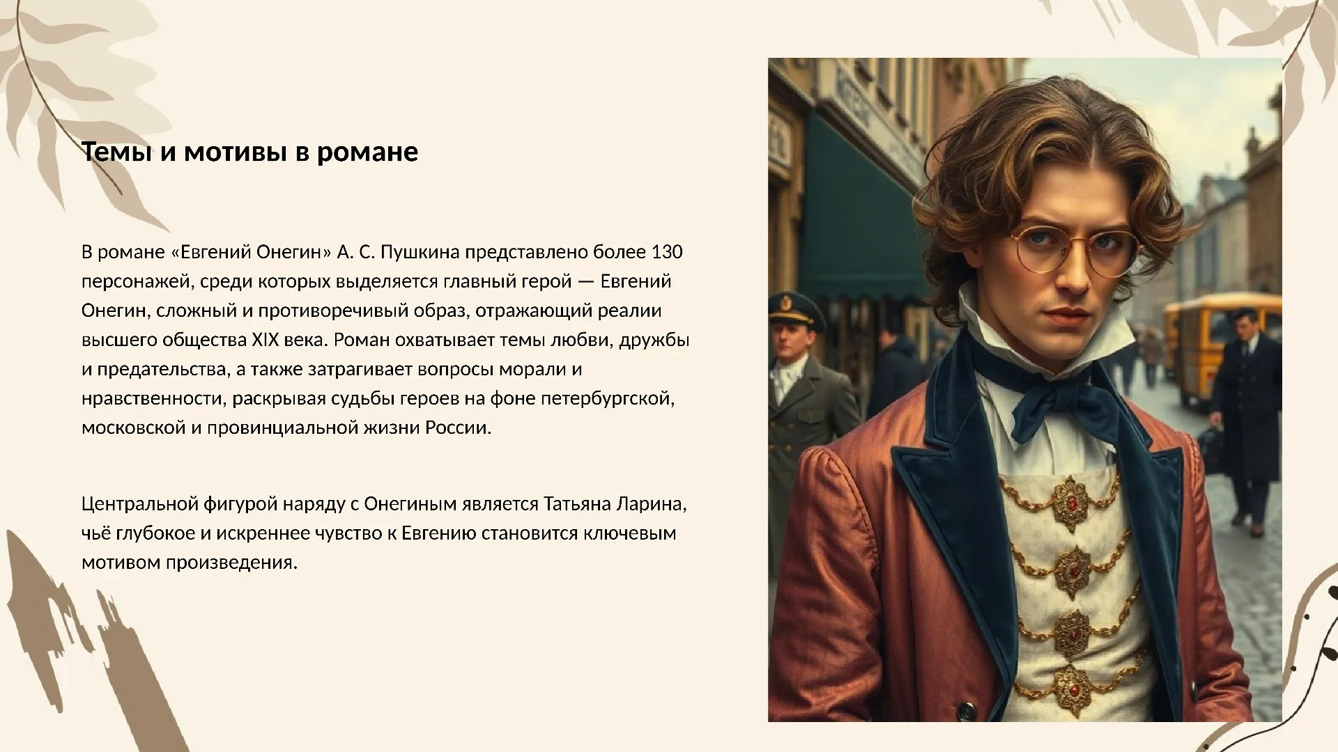 Темы и мотивы в романе - слайд для презентации на тему 