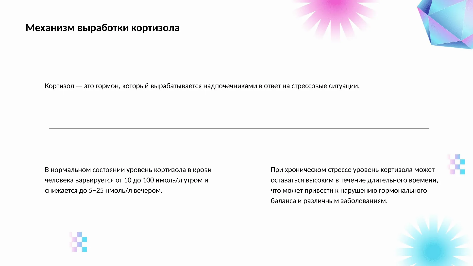 Механизм выработки кортизола - слайд для презентации на тему 