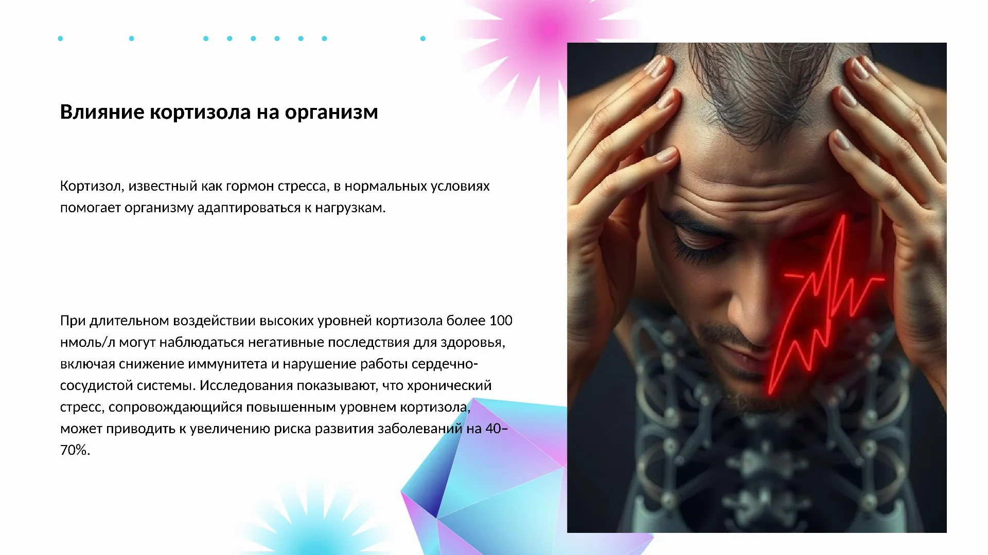 Влияние кортизола на организм - слайд для презентации на тему 