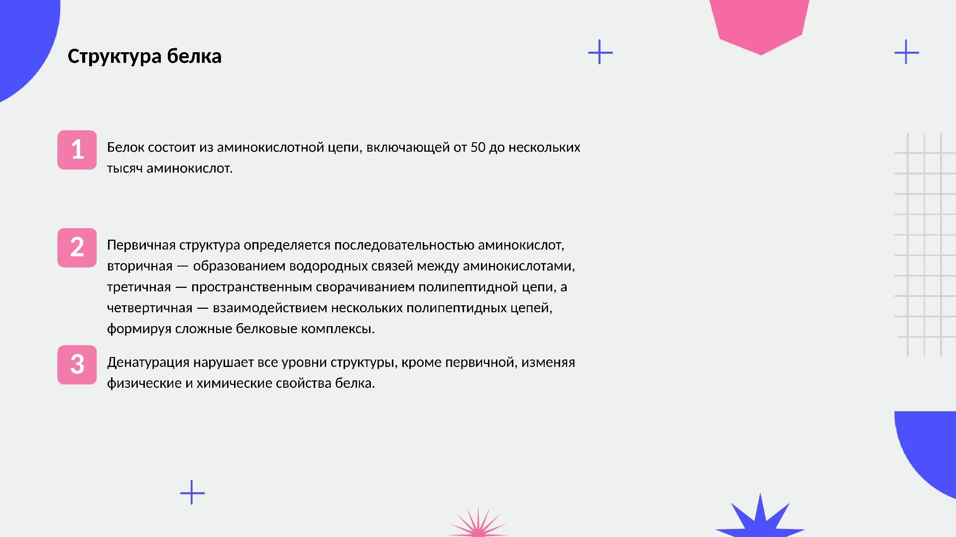 Структура белка - слайд для презентации на тему 