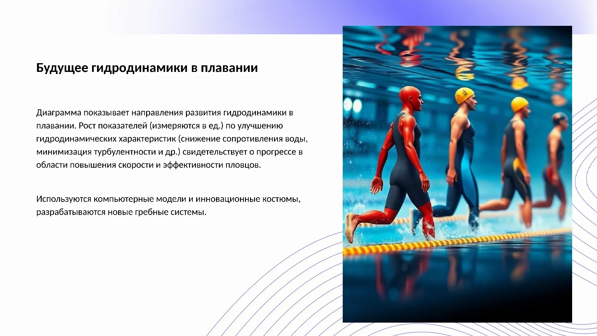 Будущее гидродинамики в плавании - слайд для презентации на тему 