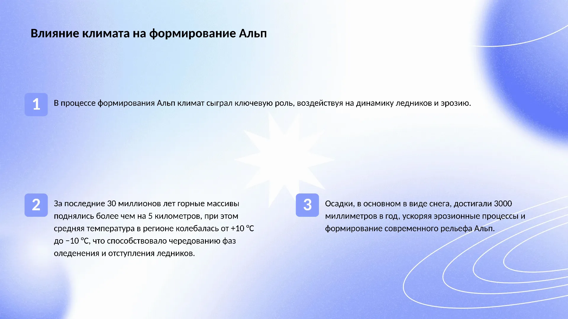 Влияние климата на формирование Альп - слайд для презентации на тему 