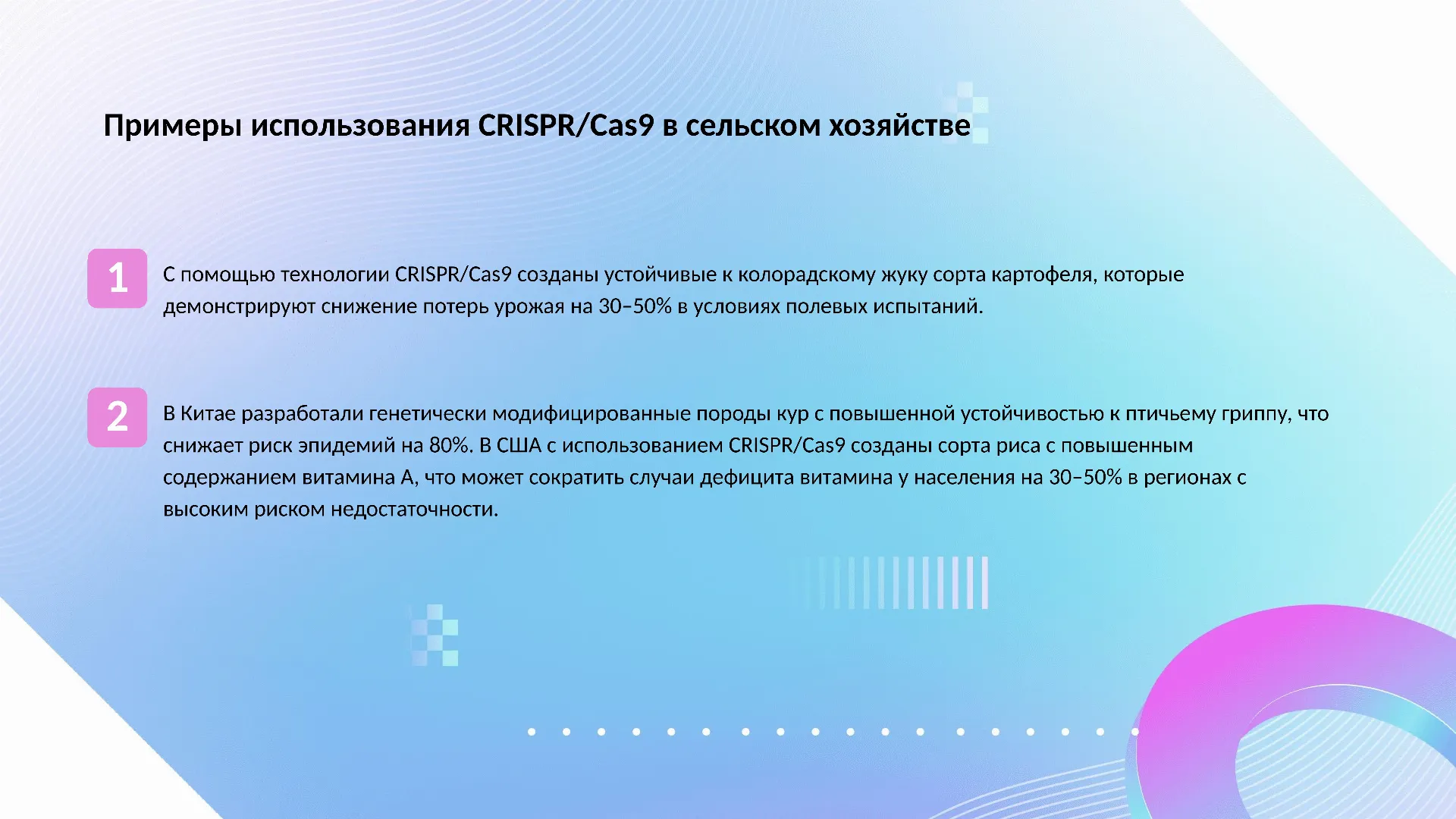 Примеры использования CRISPR/Cas9 в сельском хозяйстве - слайд для презентации на тему 