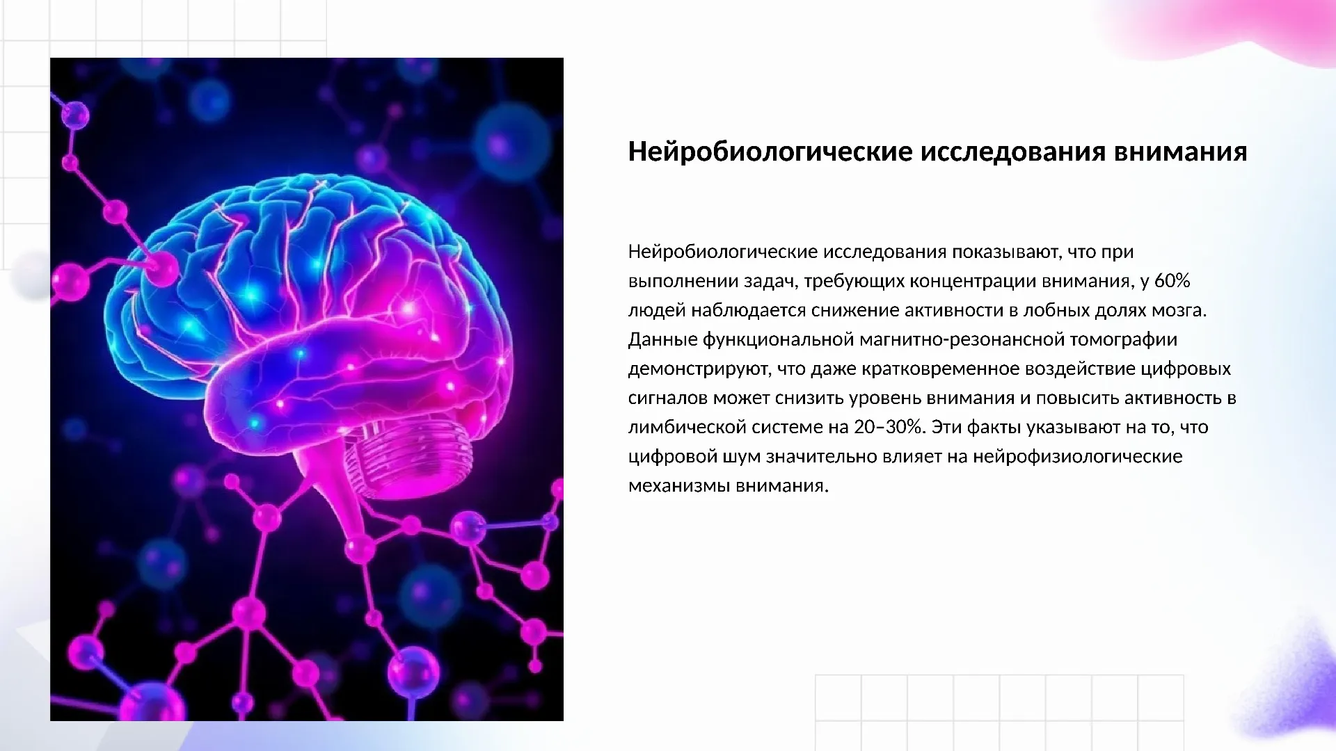 Нейробиологические исследования внимания - слайд для презентации на тему 