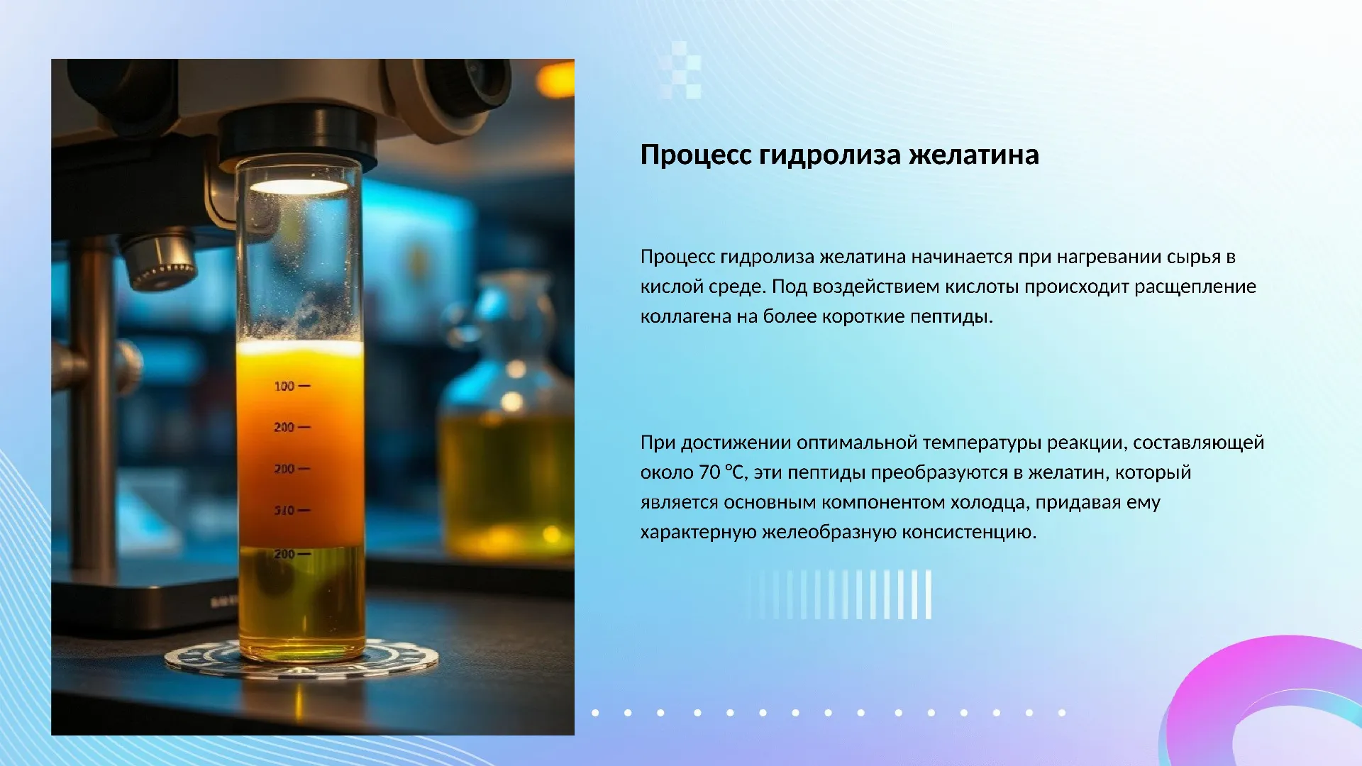 Процесс гидролиза желатина - слайд для презентации на тему 