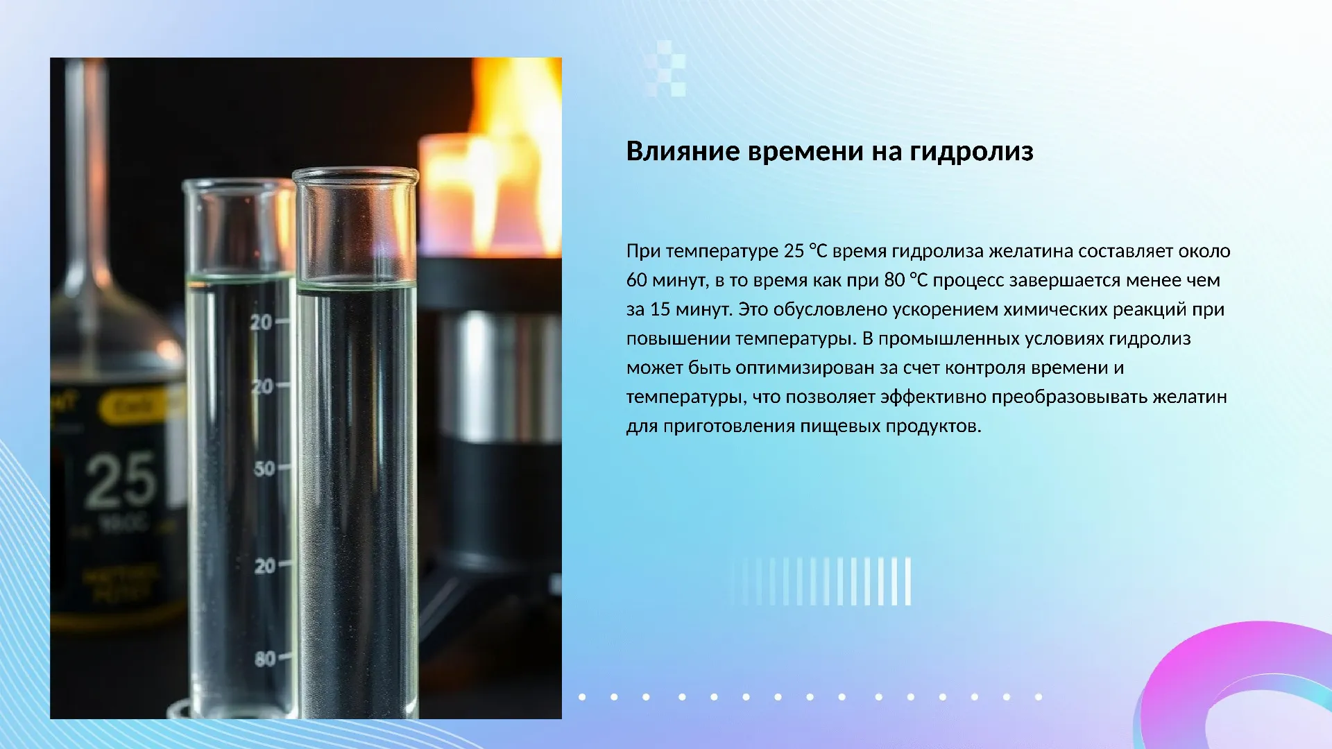 Влияние времени на гидролиз - слайд для презентации на тему 