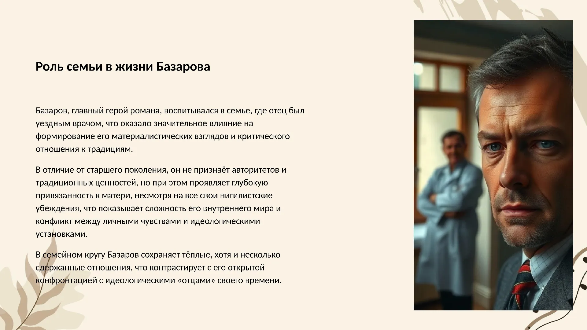 Роль семьи в жизни Базарова - слайд для презентации на тему 