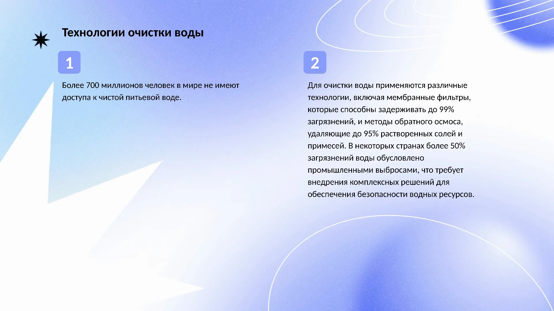 Технологии очистки воды - слайд для презентации на тему 