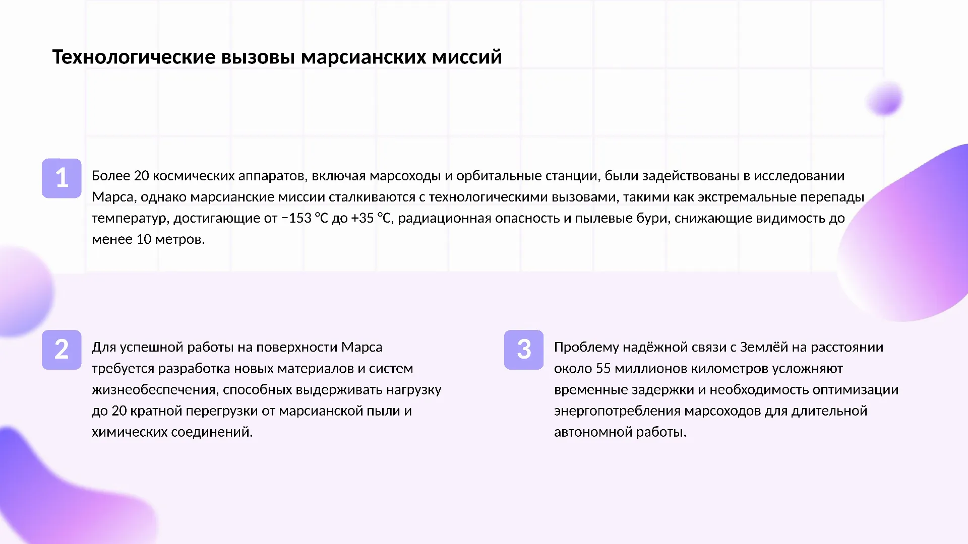 Технологические вызовы марсианских миссий - слайд для презентации на тему 