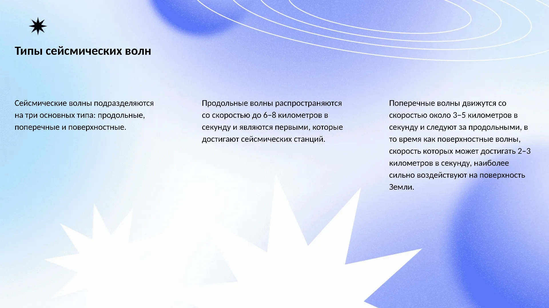Типы сейсмических волн - слайд для презентации на тему 