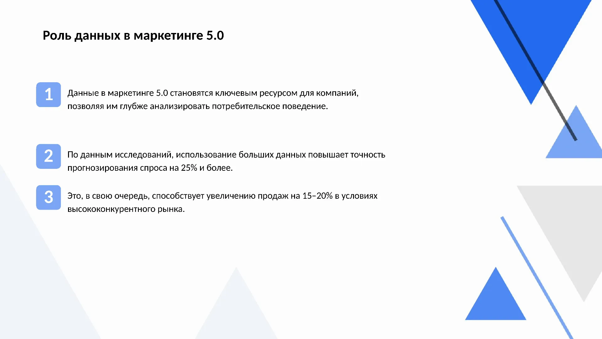 Роль данных в маркетинге 5.0 - слайд для презентации на тему 