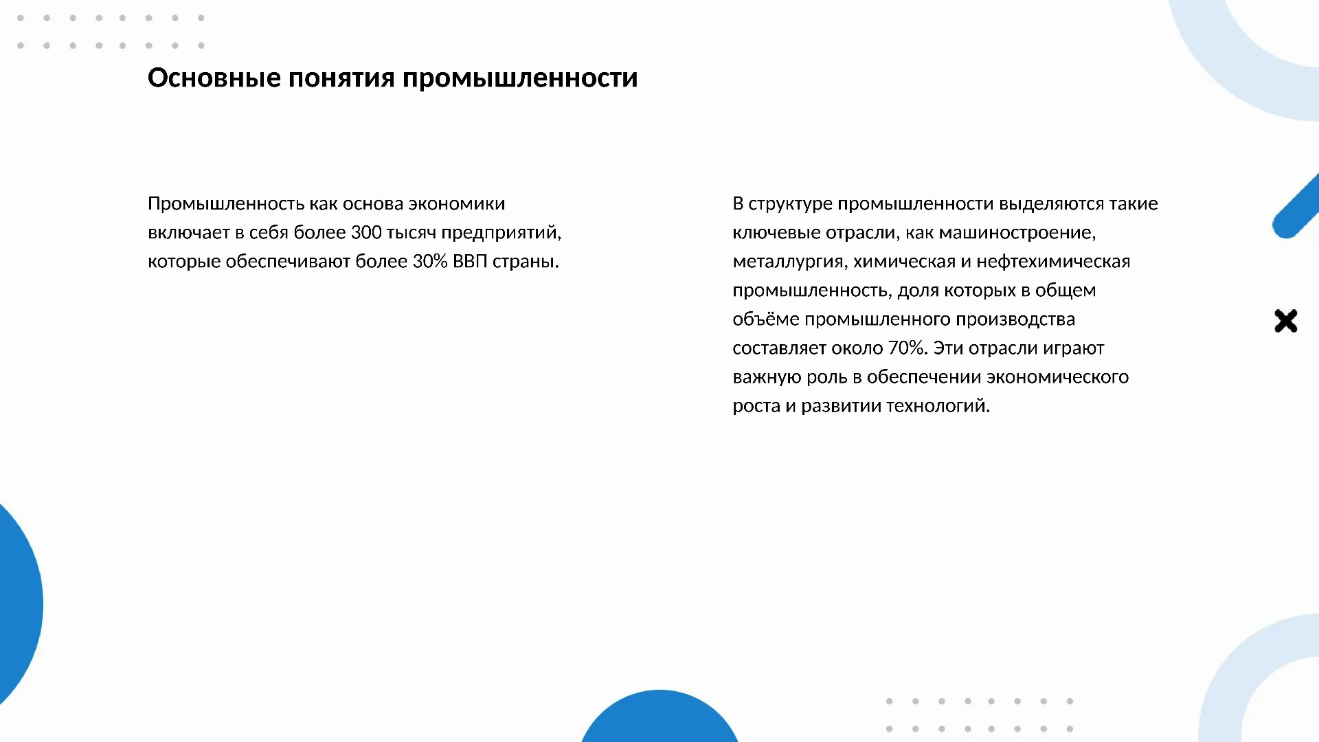 Основные понятия промышленности - слайд для презентации на тему 