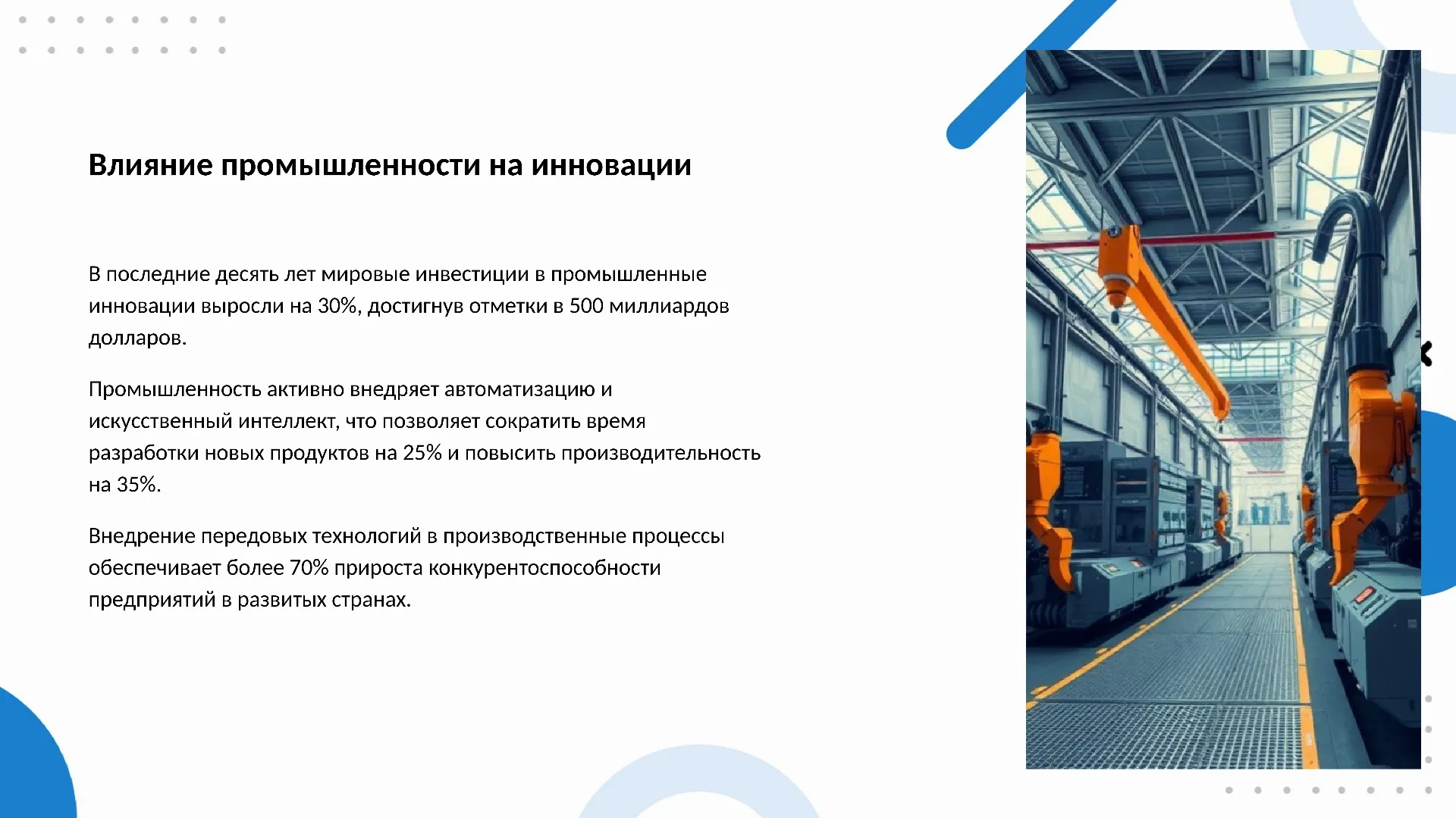 Влияние промышленности на инновации - слайд для презентации на тему 