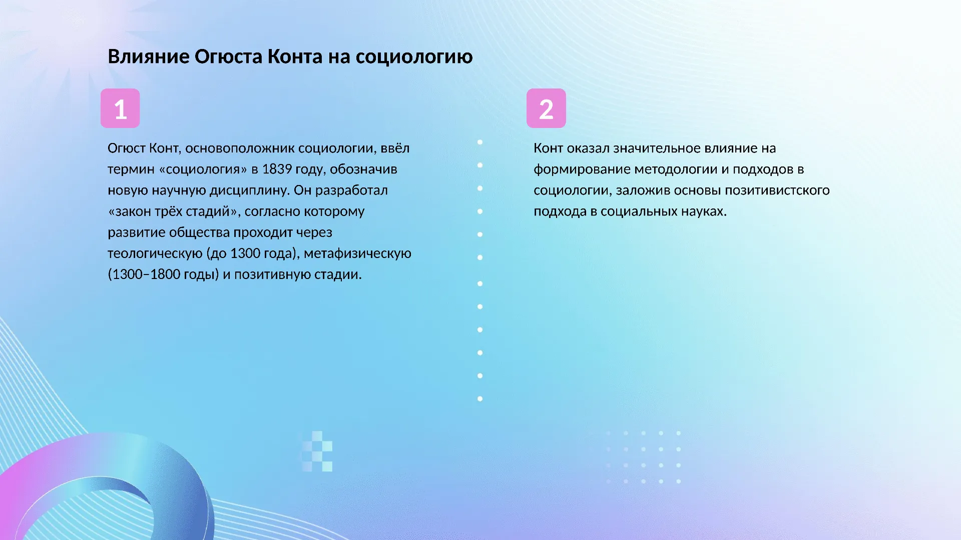 Влияние Огюста Конта на социологию - слайд для презентации на тему 