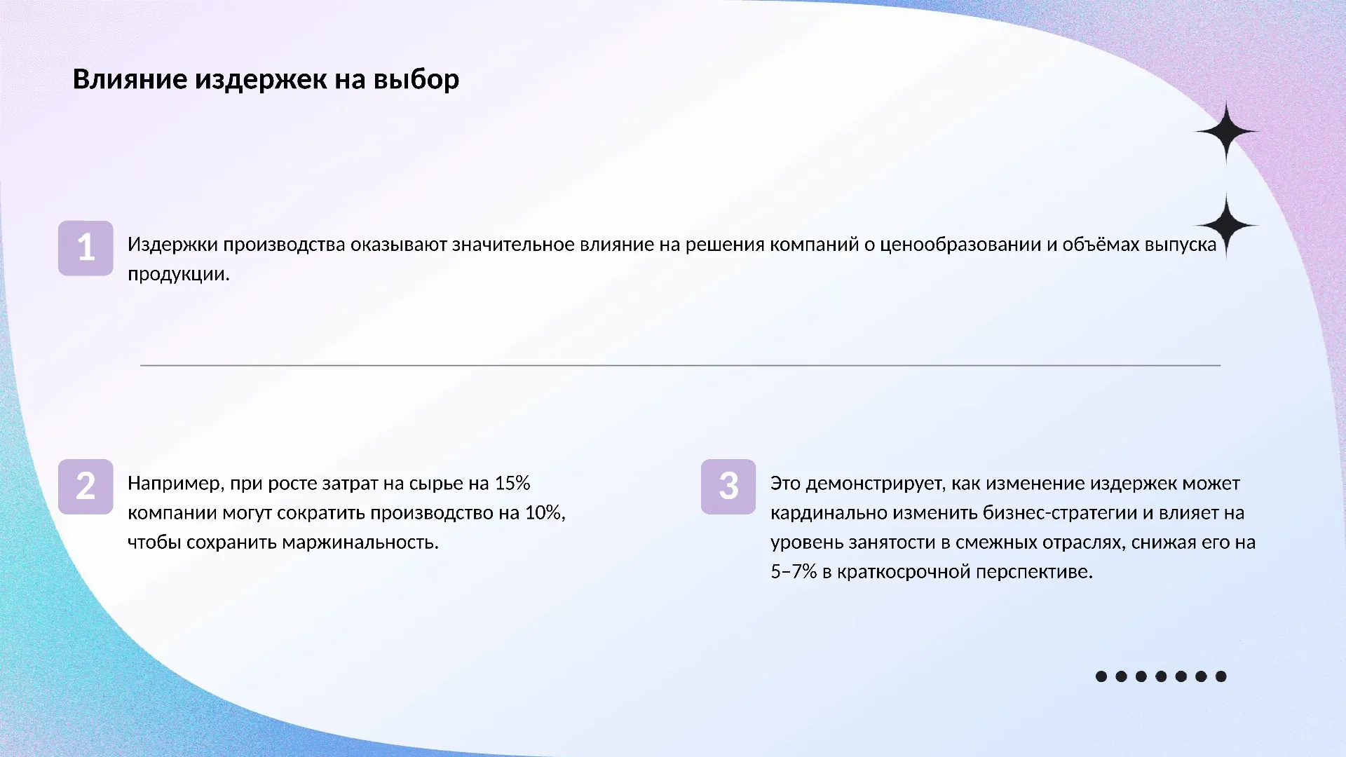 Влияние издержек на выбор - слайд для презентации на тему 
