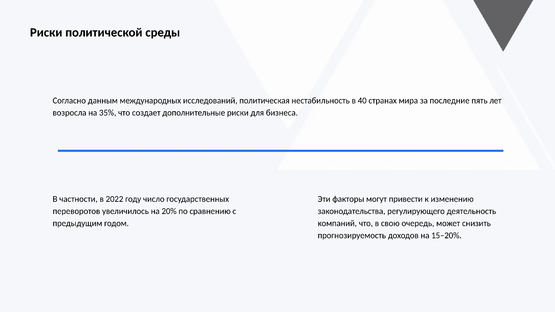 Риски политической среды - слайд для презентации на тему 