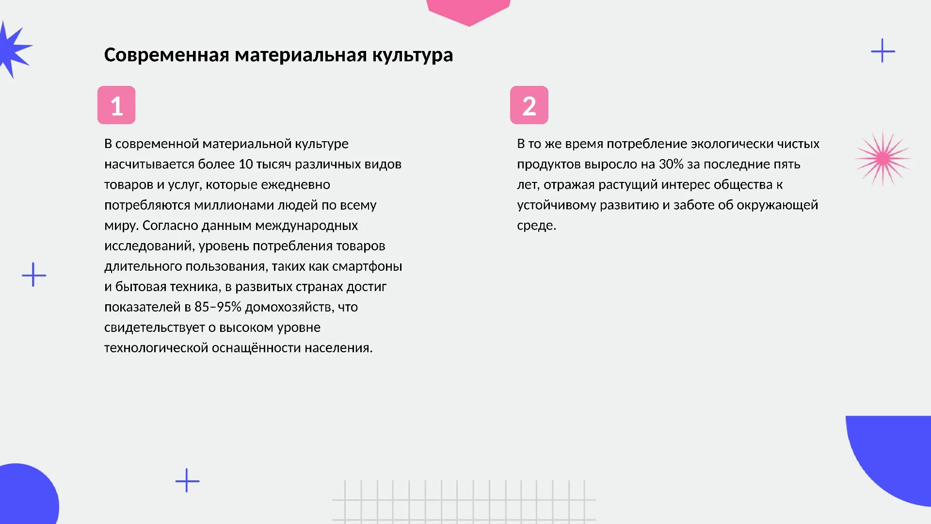 Современная материальная культура - слайд для презентации на тему 