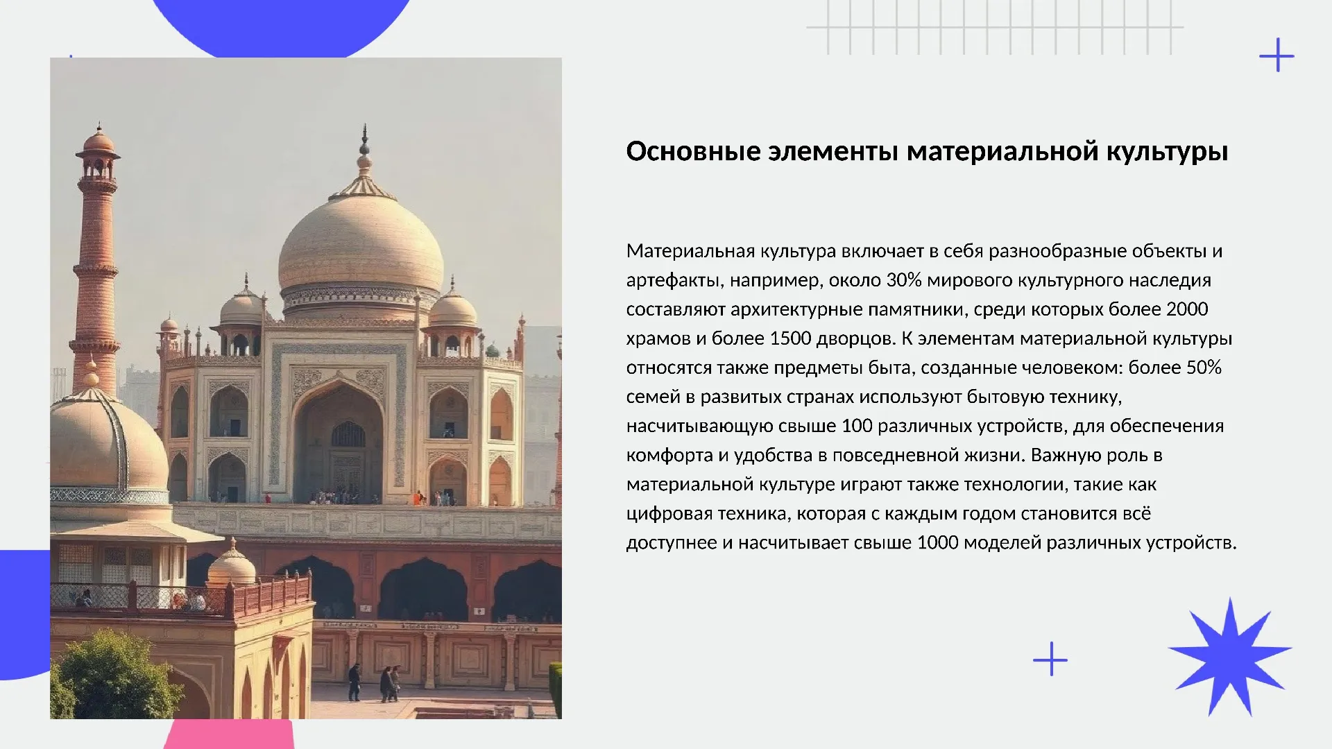 Основные элементы материальной культуры - слайд для презентации на тему 