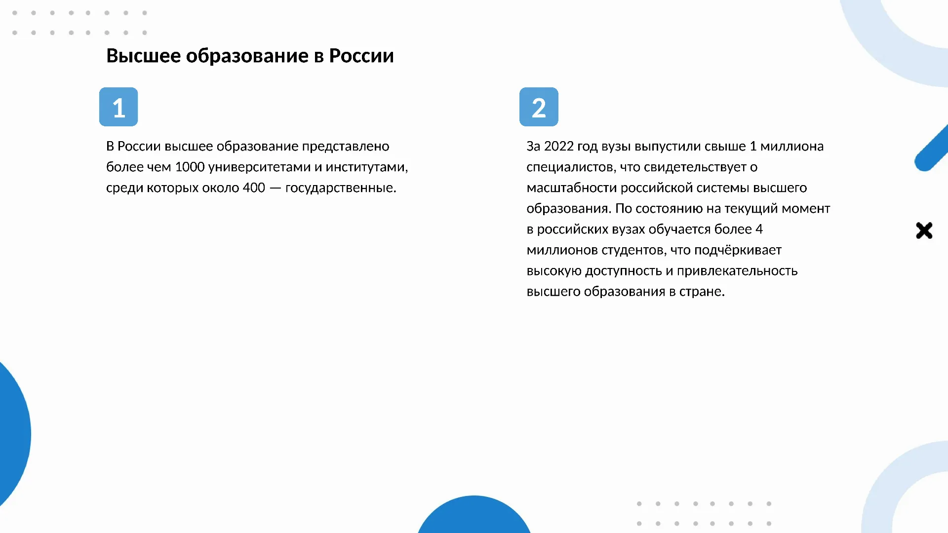 Высшее образование в России - слайд для презентации на тему 
