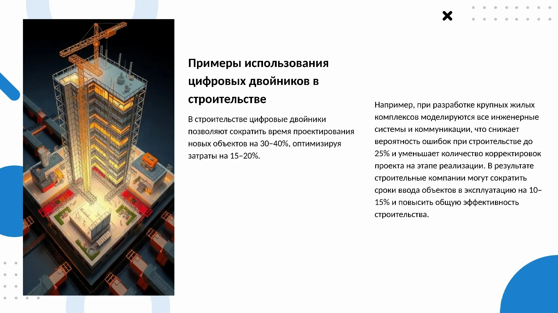 Примеры использования цифровых двойников в строительстве - слайд для презентации на тему 