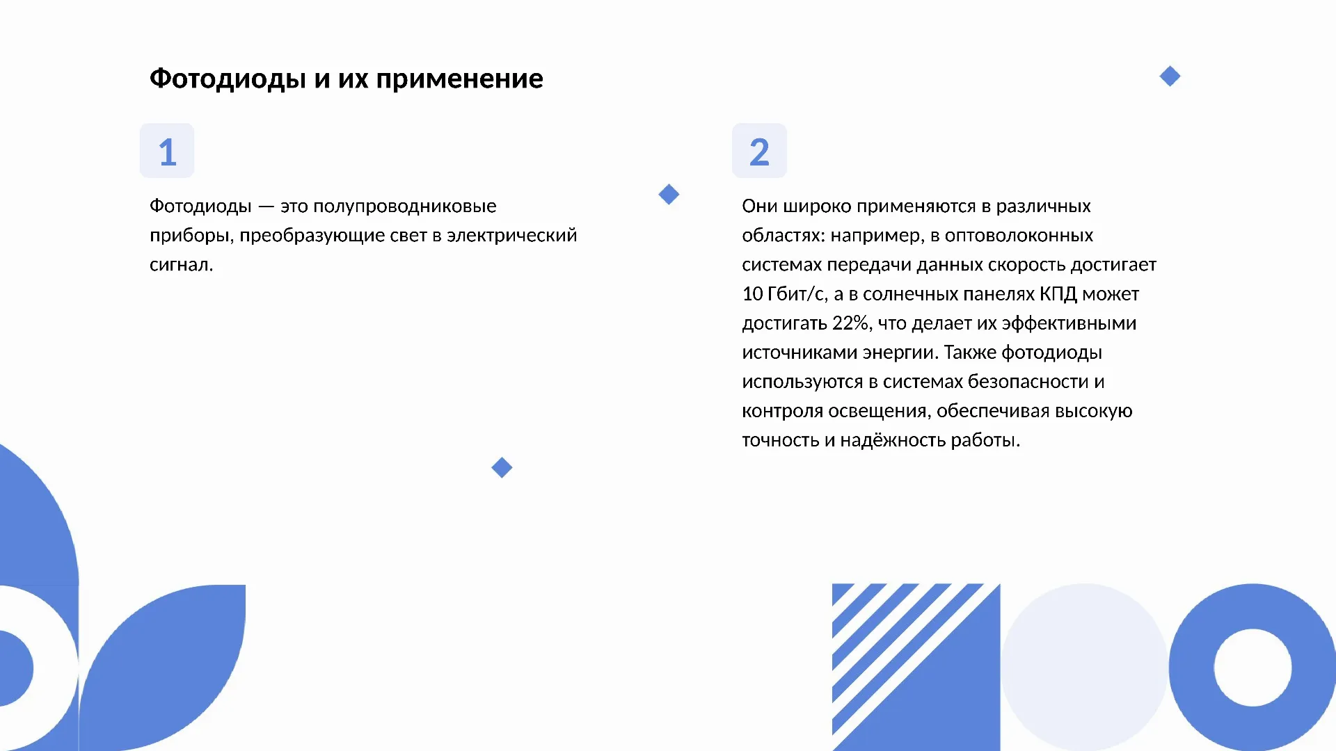 Фотодиоды и их применение - слайд для презентации на тему 