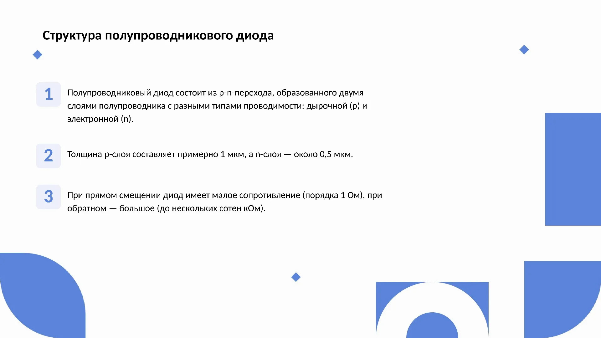 Структура полупроводникового диода - слайд для презентации на тему 