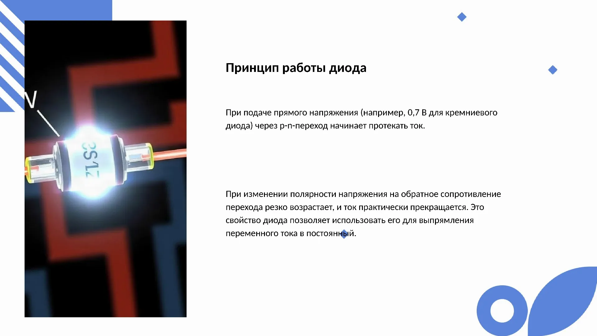 Принцип работы диода - слайд для презентации на тему 