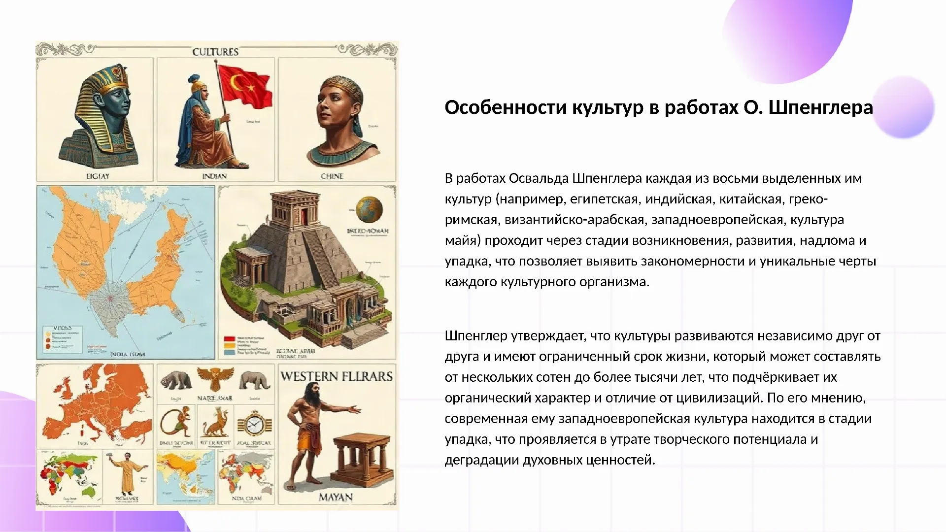 Особенности культур в работах О. Шпенглера - слайд для презентации на тему 