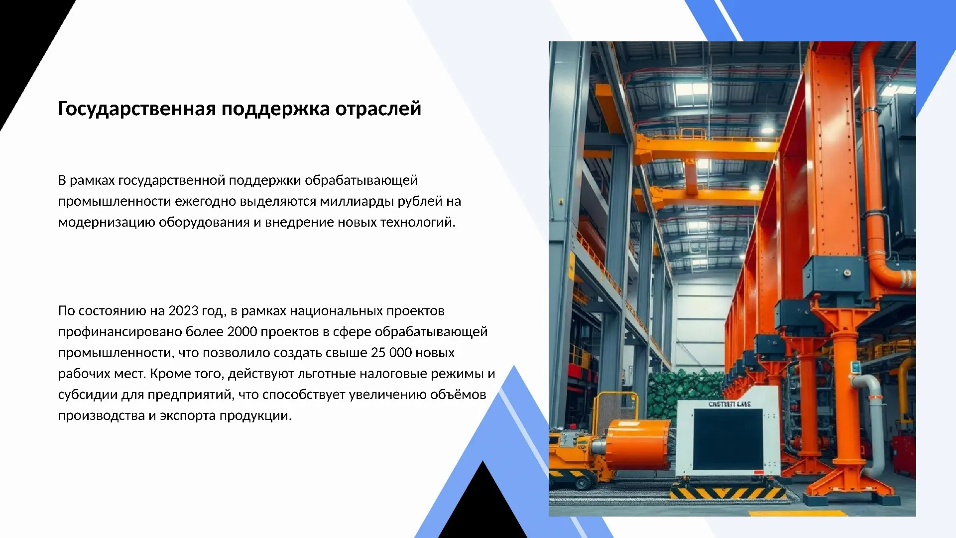Государственная поддержка отраслей - слайд для презентации на тему 