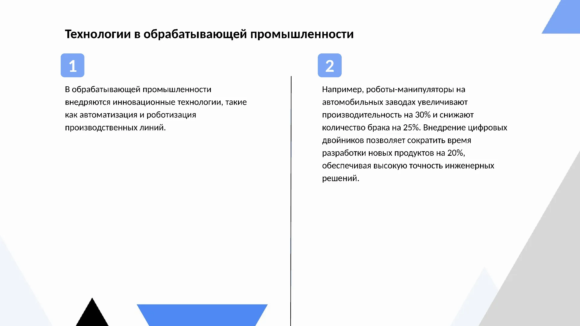 Технологии в обрабатывающей промышленности - слайд для презентации на тему 