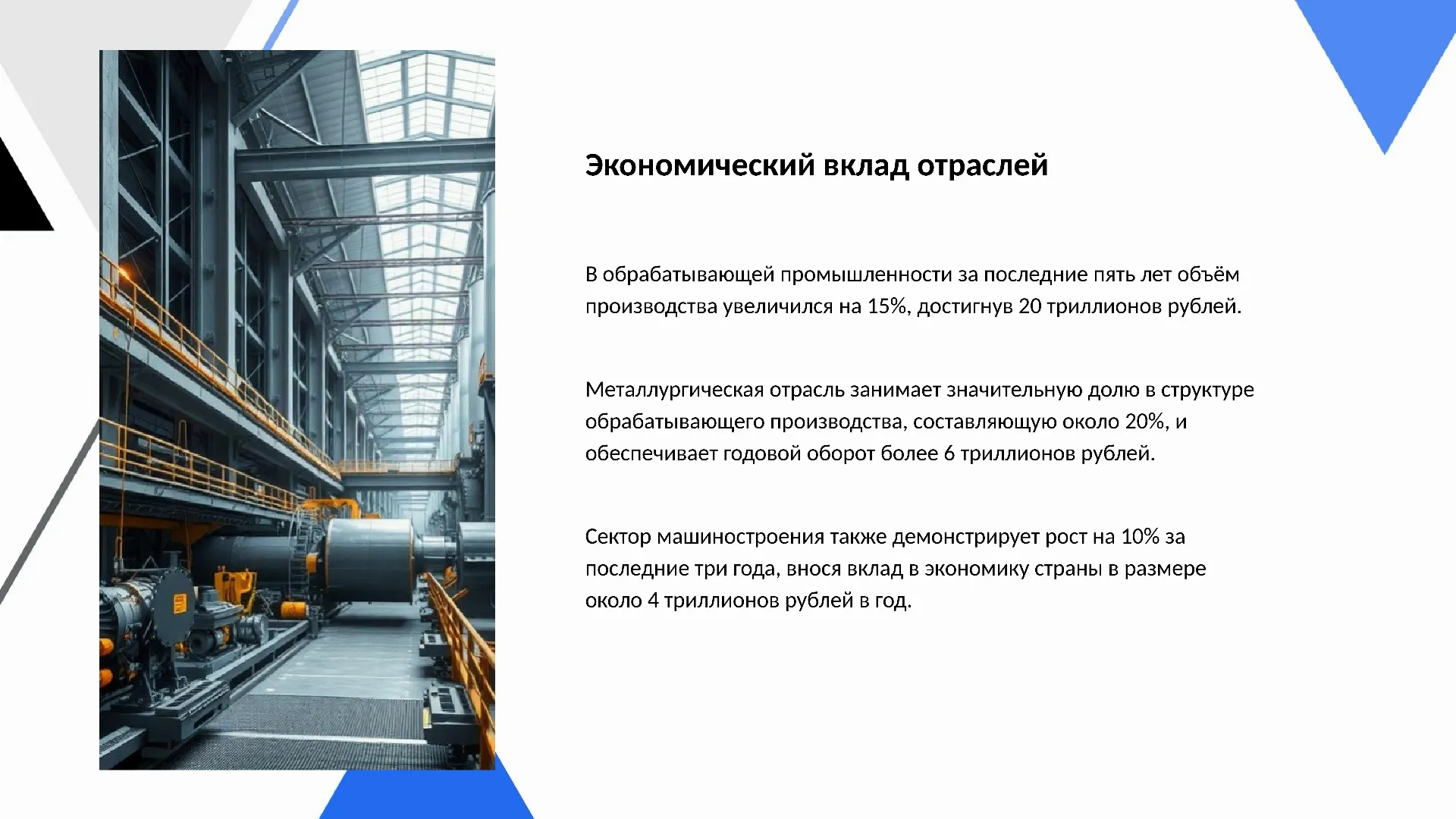 Экономический вклад отраслей - слайд для презентации на тему 