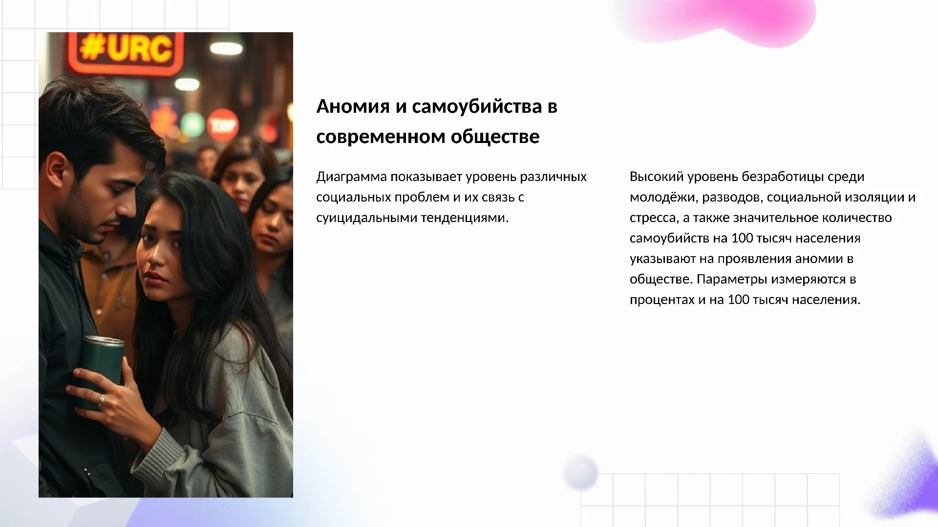 Аномия и самоубийства в современном обществе - слайд для презентации на тему 