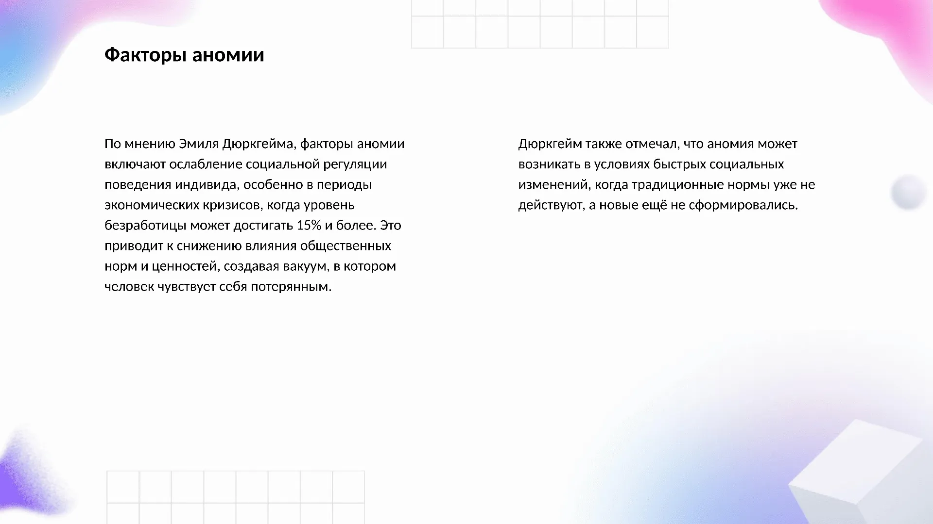 Факторы аномии - слайд для презентации на тему 