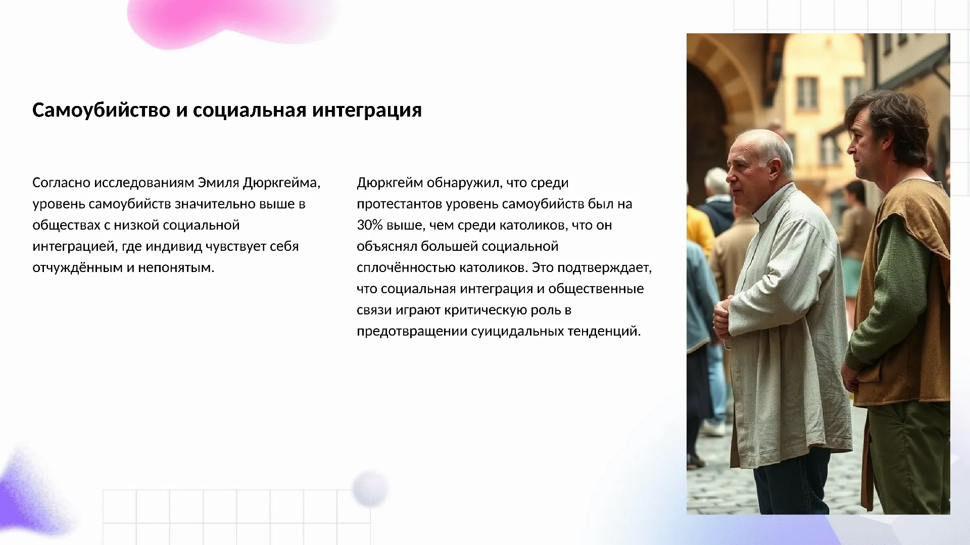 Самоубийство и социальная интеграция - слайд для презентации на тему 
