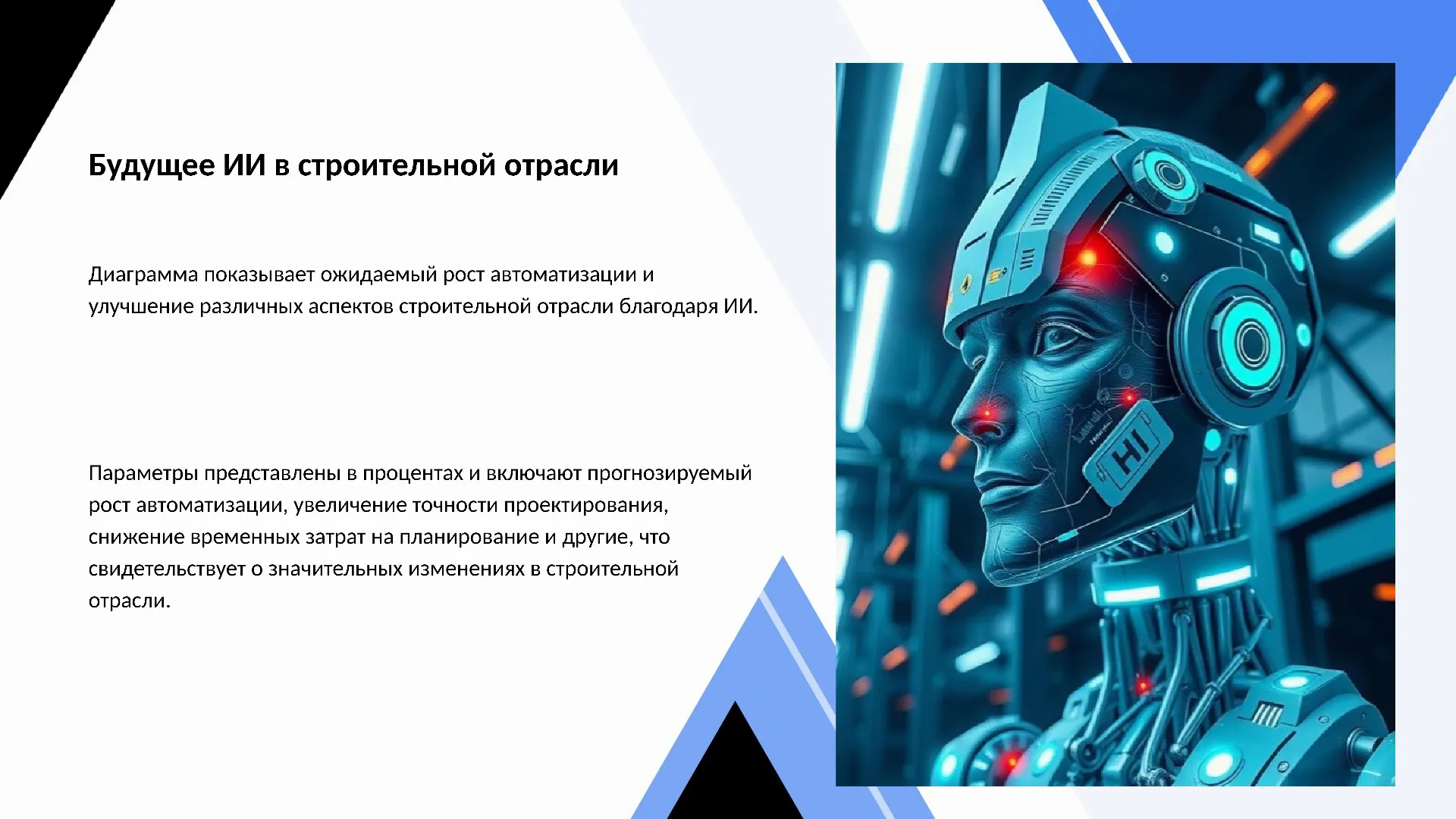 Будущее ИИ в строительной отрасли - слайд для презентации на тему 