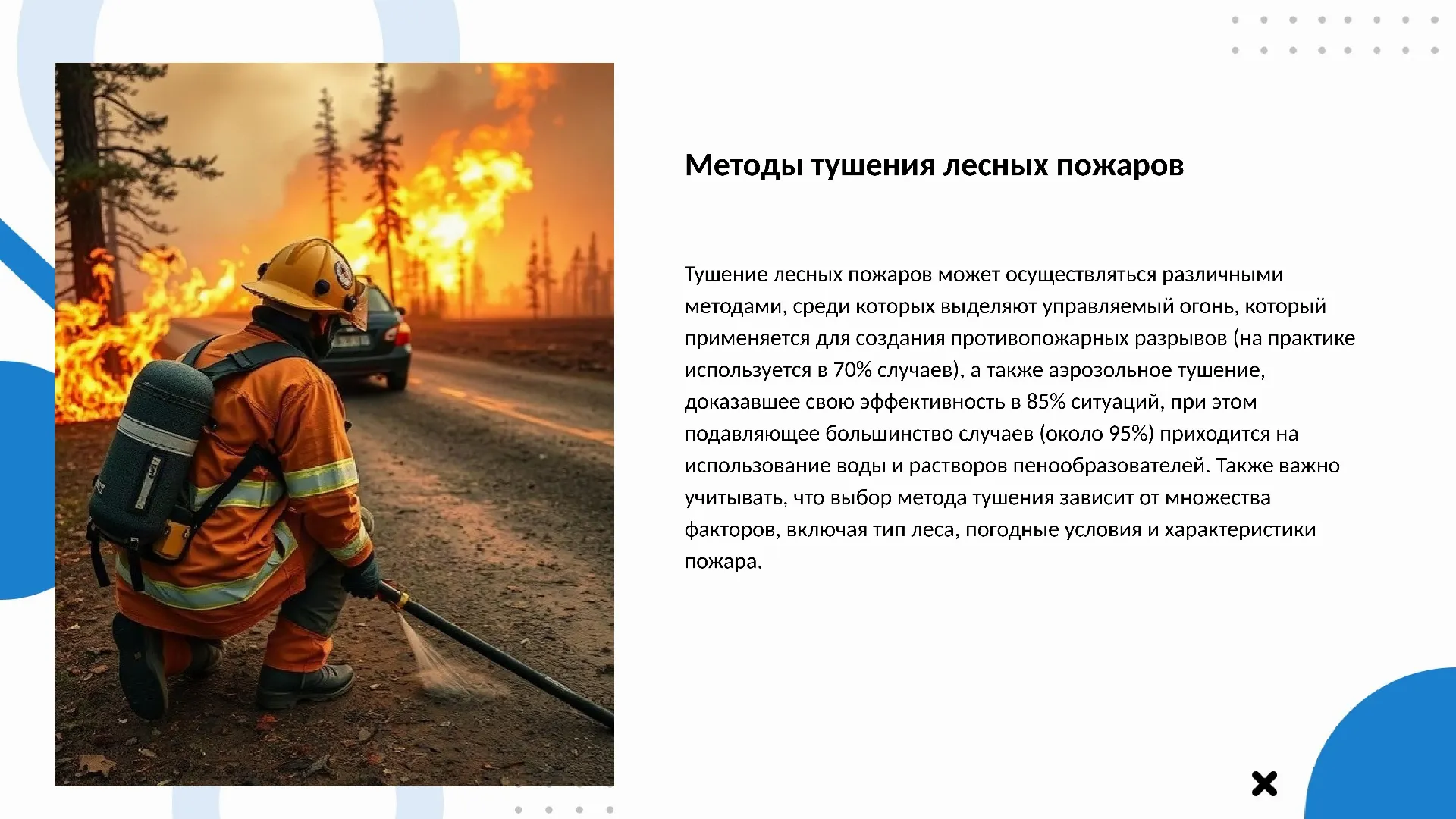 Методы тушения лесных пожаров - слайд для презентации на тему 