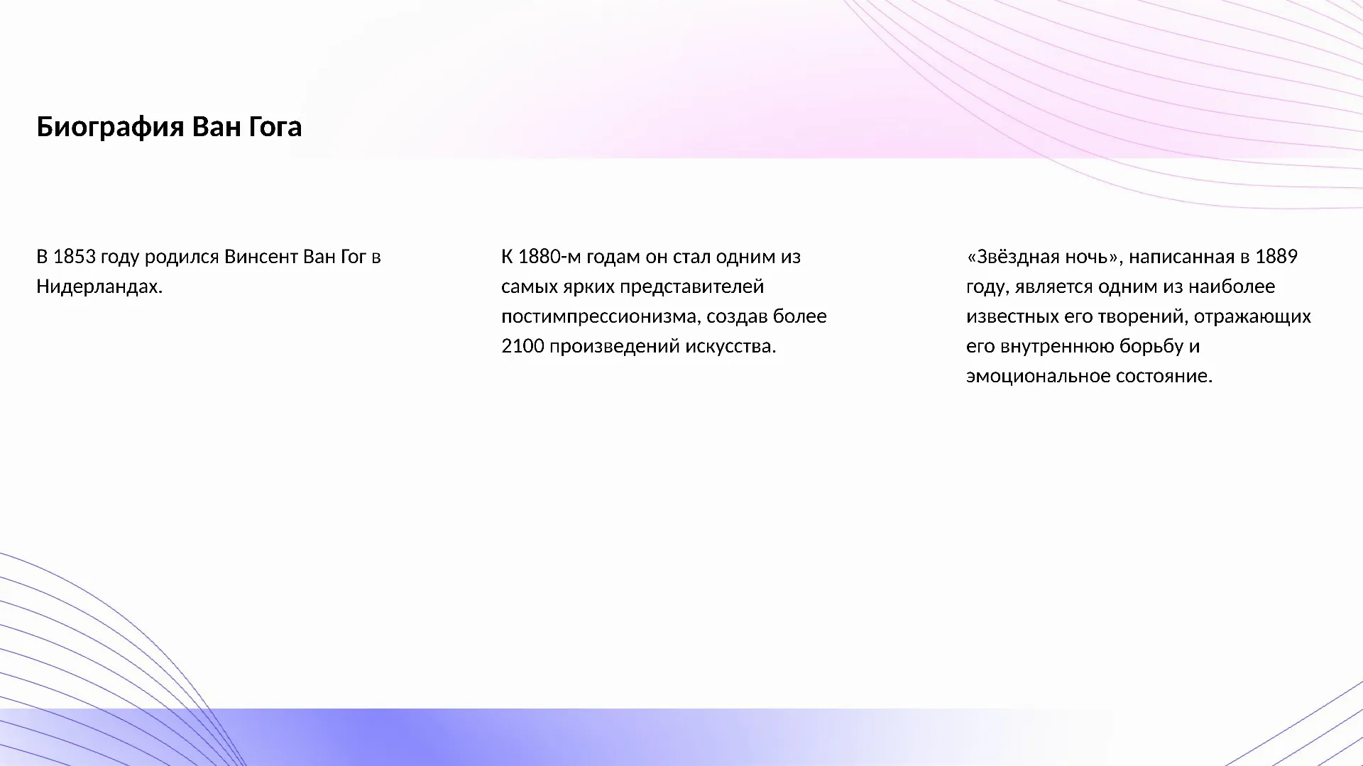 Биография Ван Гога - слайд для презентации на тему 