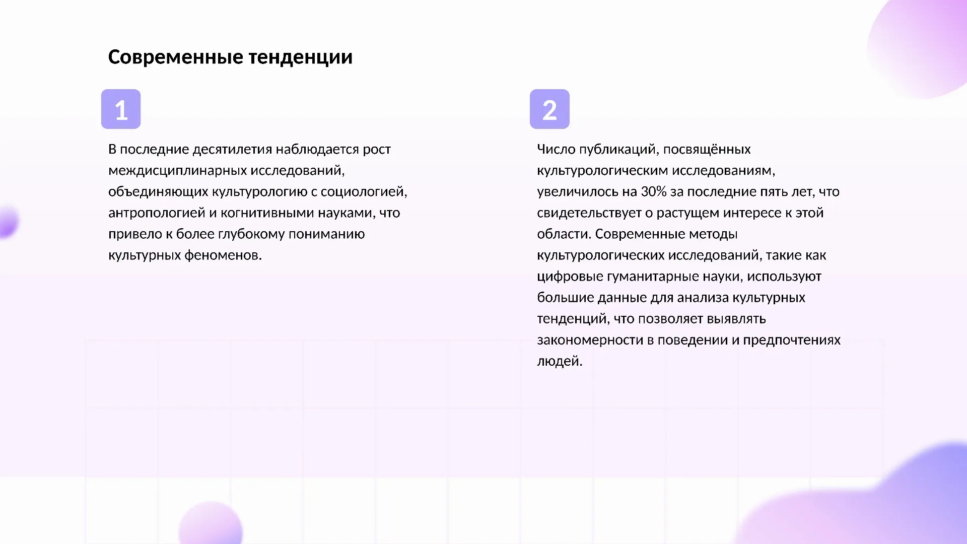 Современные тенденции - слайд для презентации на тему 