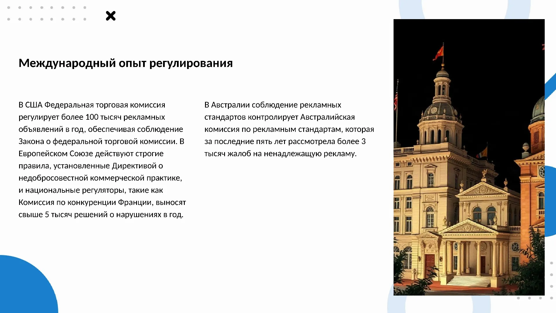 Международный опыт регулирования - слайд для презентации на тему 