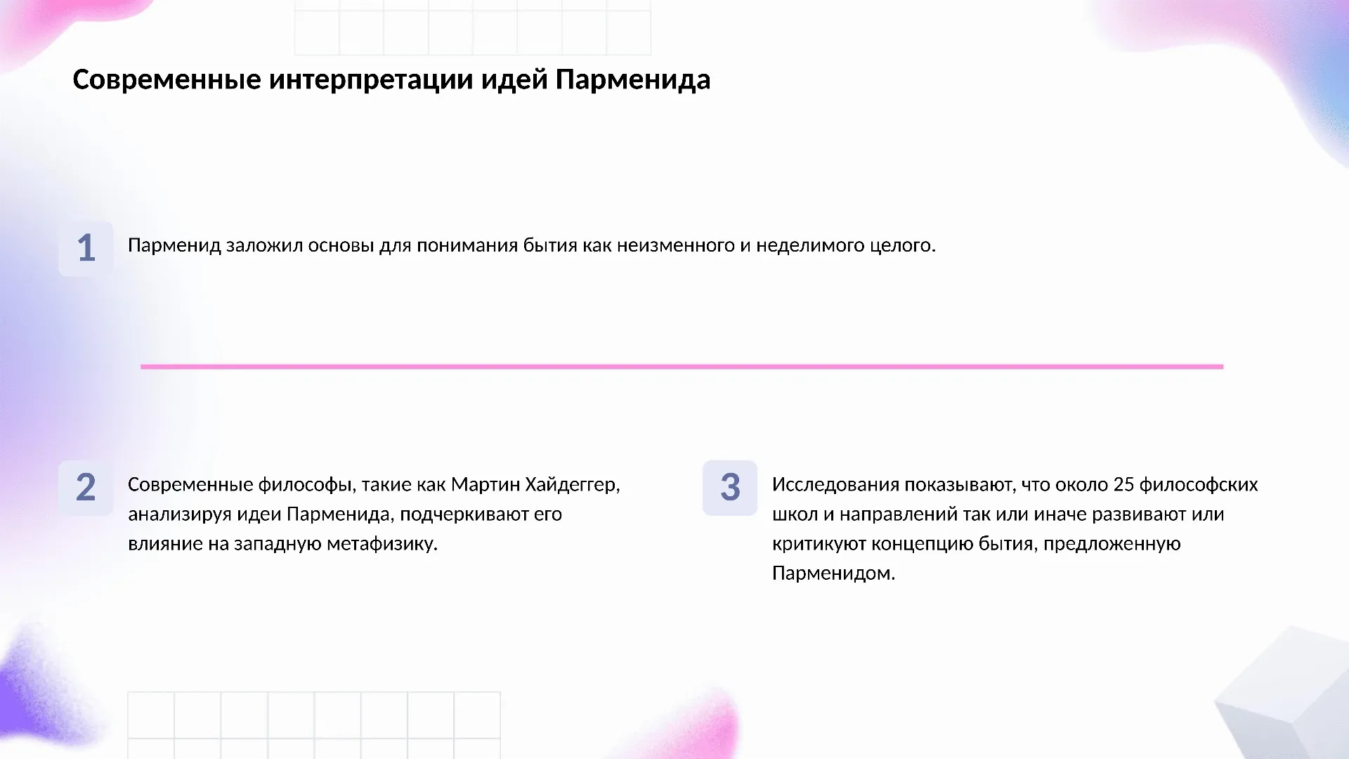 Современные интерпретации идей Парменида - слайд для презентации на тему 