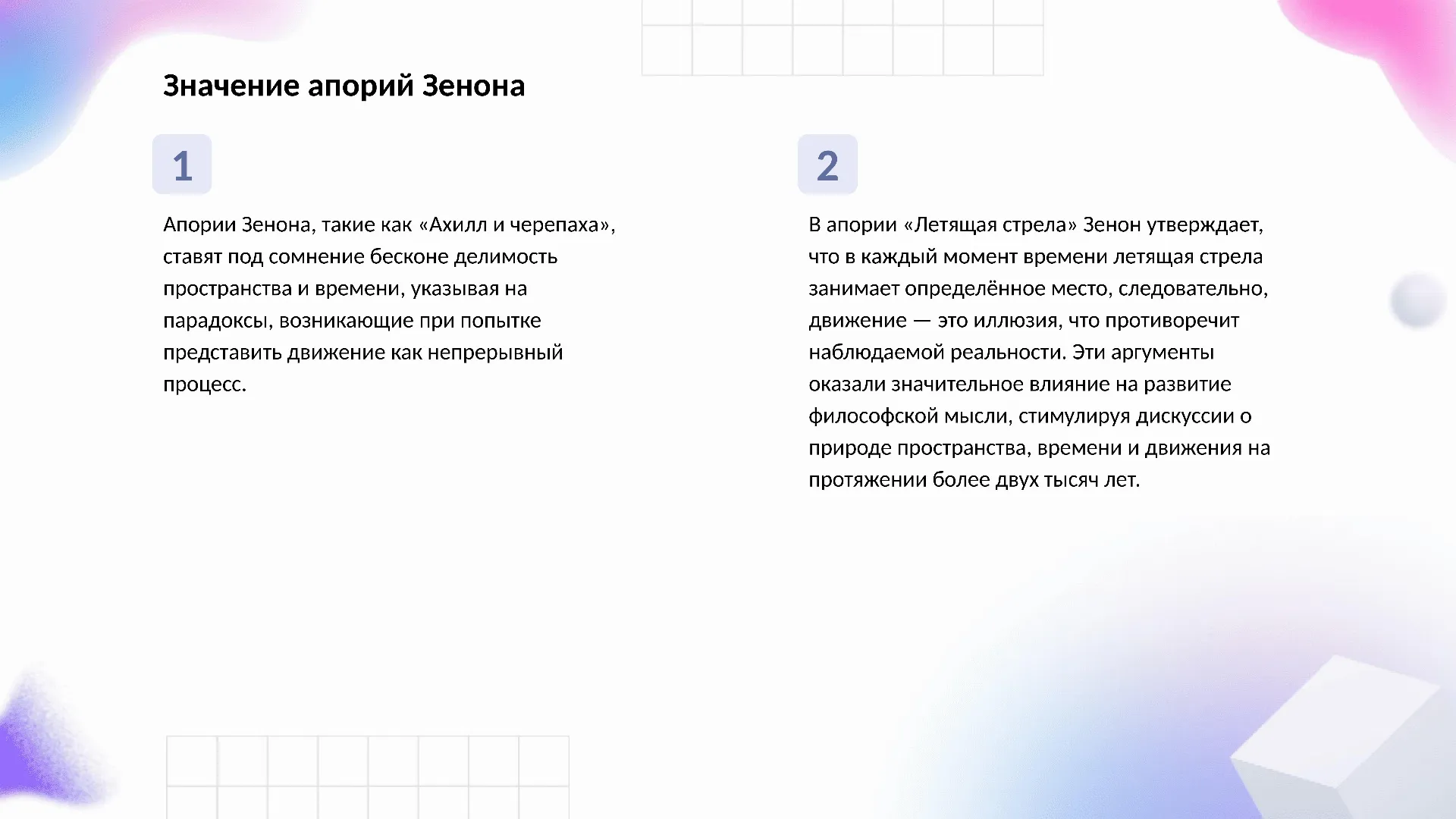 Значение апорий Зенона - слайд для презентации на тему 