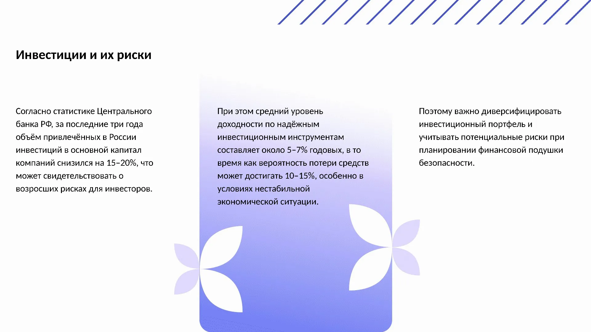 Инвестиции и их риски - слайд для презентации на тему 