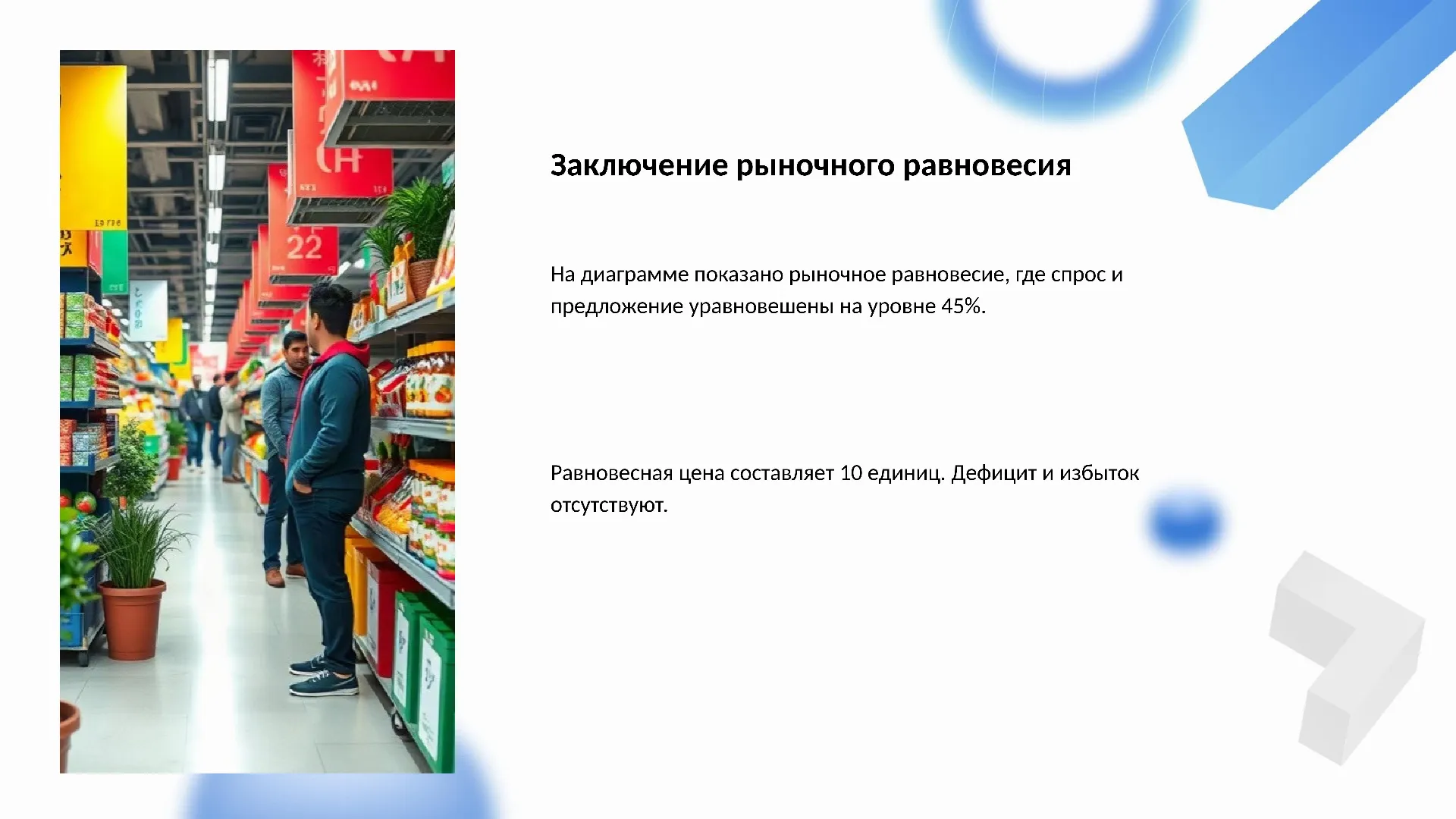 Заключение рыночного равновесия - слайд для презентации на тему 