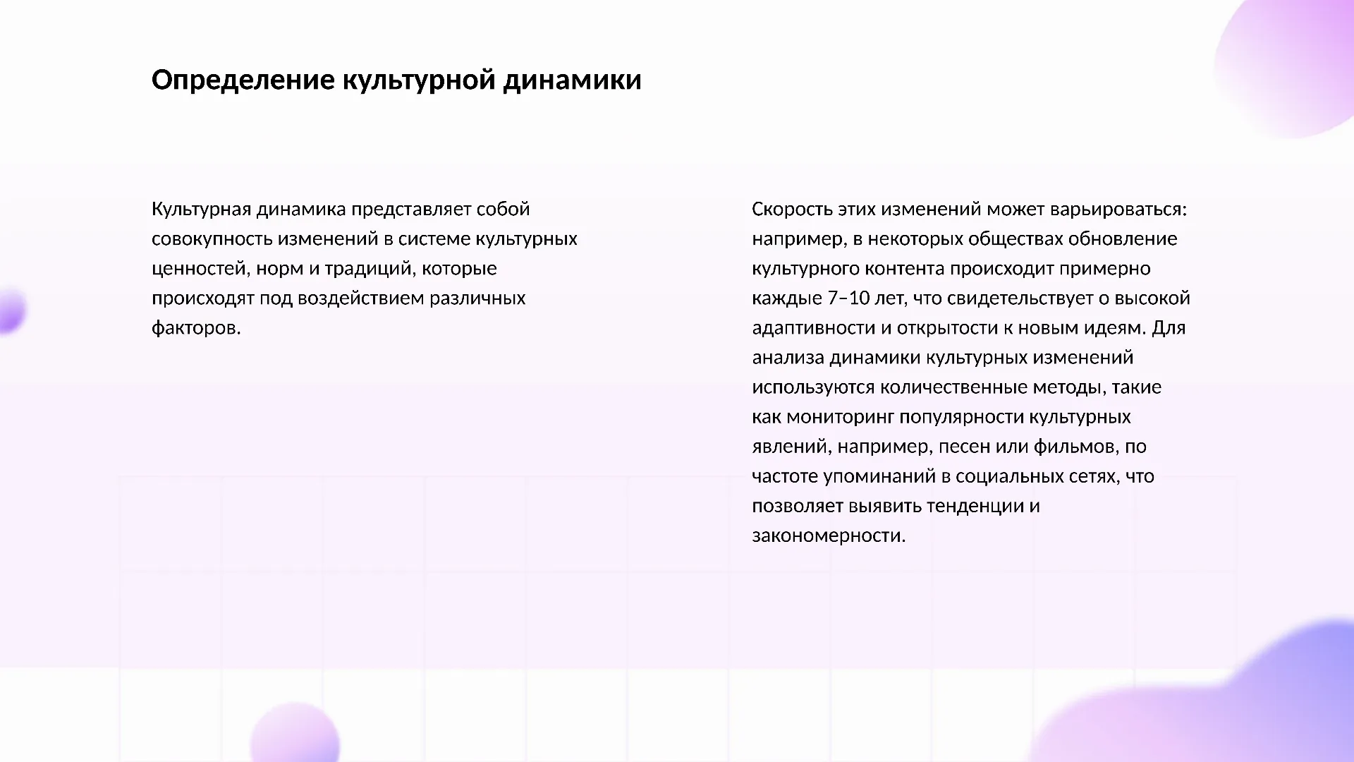 Определение культурной динамики - слайд для презентации на тему 