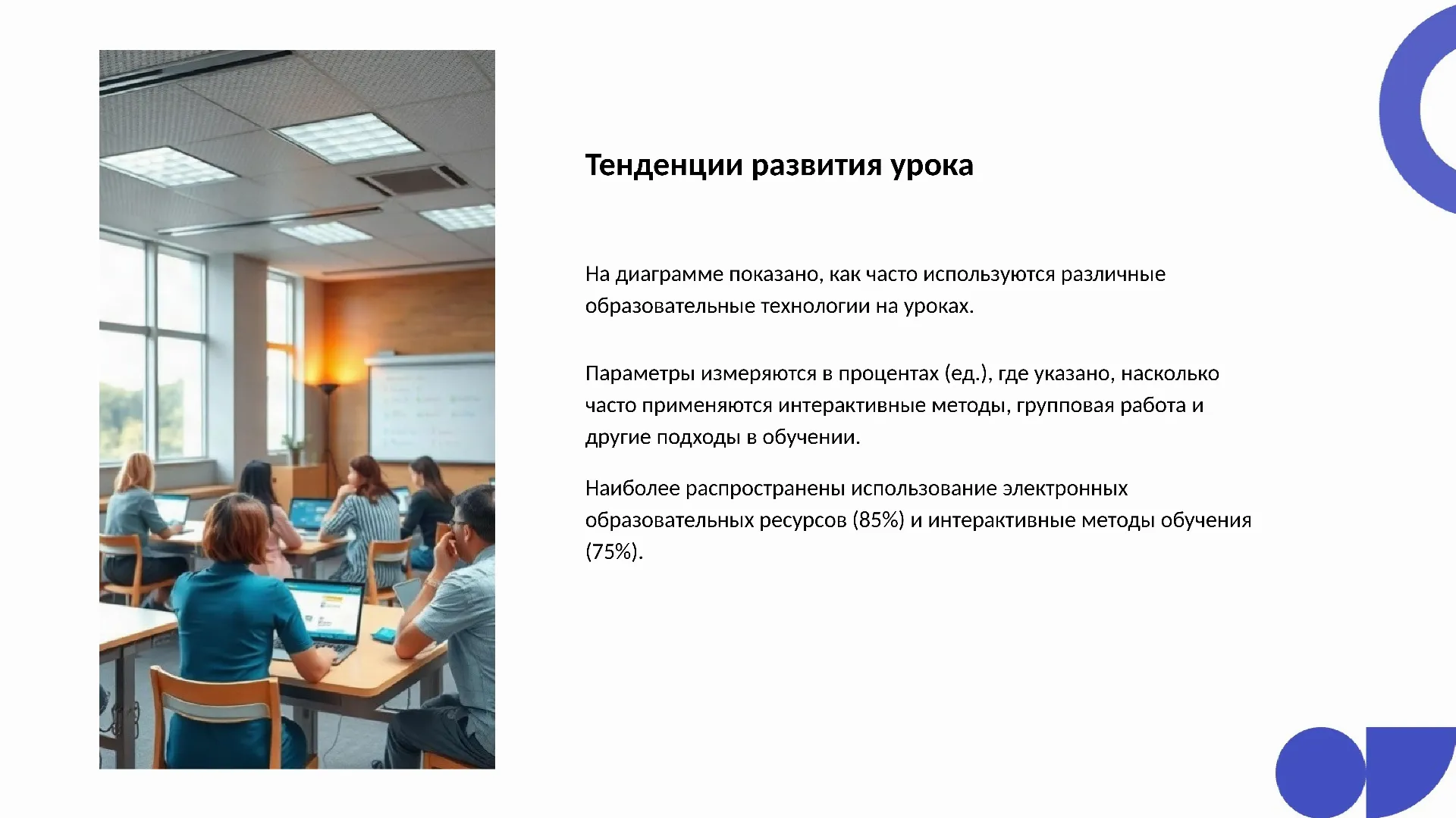 Тенденции развития урока - слайд для презентации на тему 