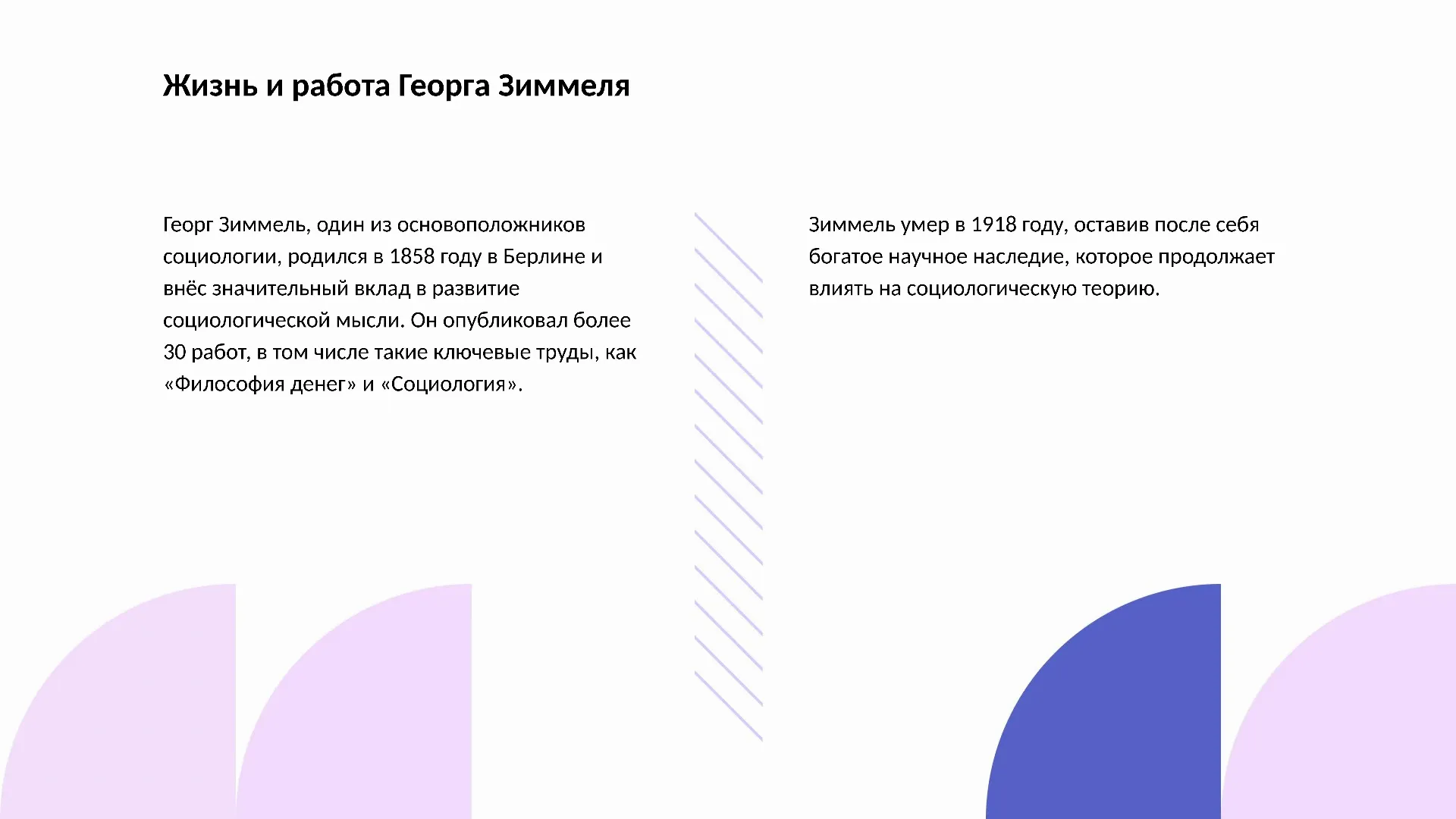 Жизнь и работа Георга Зиммеля - слайд для презентации на тему 